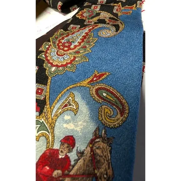 Bill Robinson Equestrian Silk Tie Made In USA- 100% Silk Fabic From Italy - Picture 4 of 4